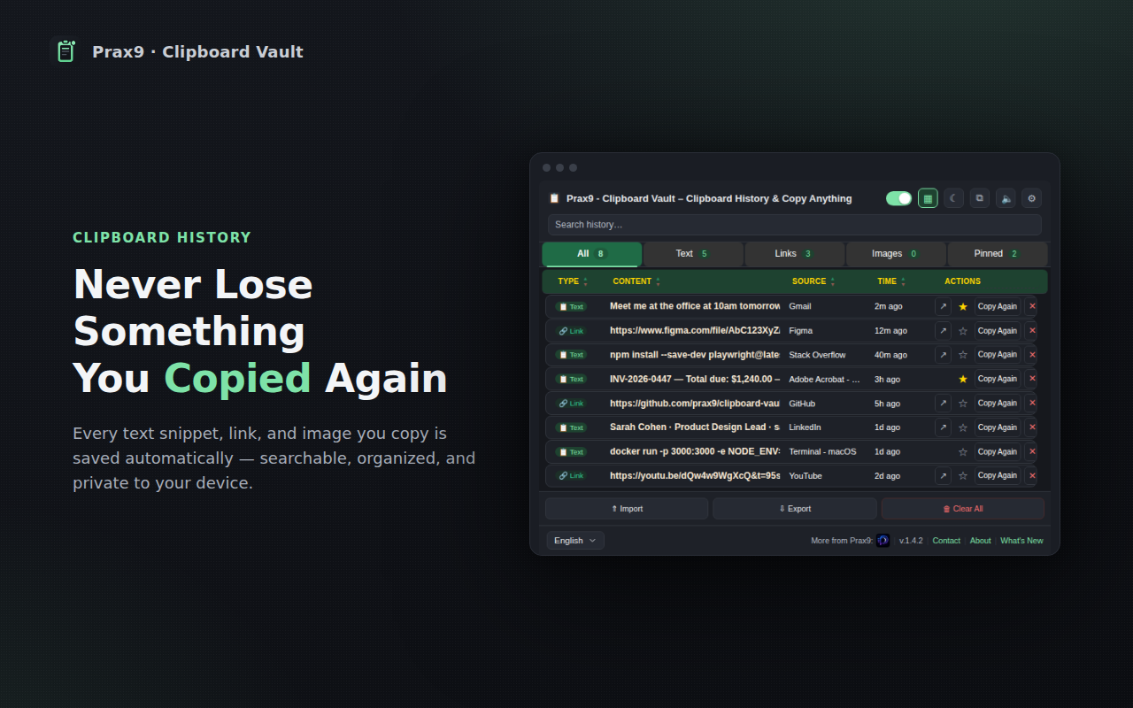 Prax9 Clipboard Vault screenshot