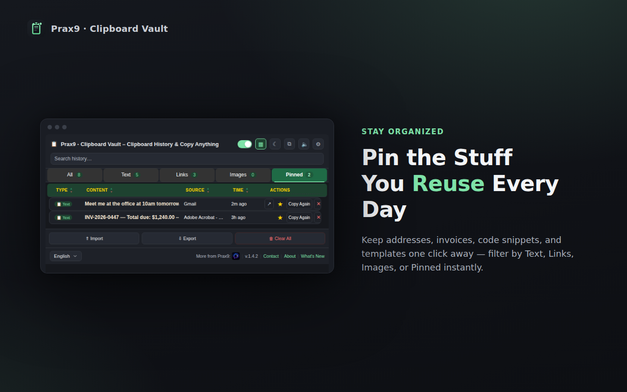 Prax9 Clipboard Vault screenshot 2
