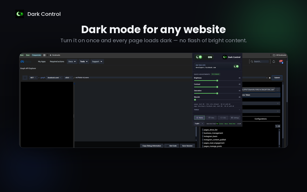 Prax9 - Dark Control running on a website